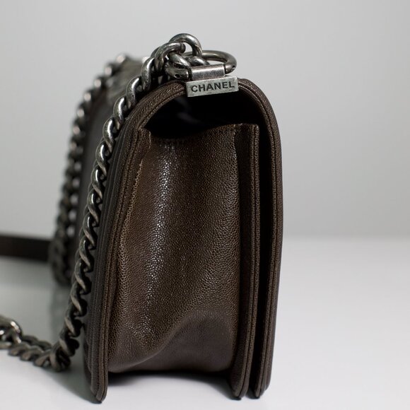 Chanel Caviar Chocolate Brown Quilted Medium Boy Bag - Picture 5 of 12